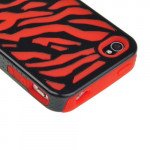 Wholesale iPhone 4 4S Zebra Hybrid Case (Black-Red)